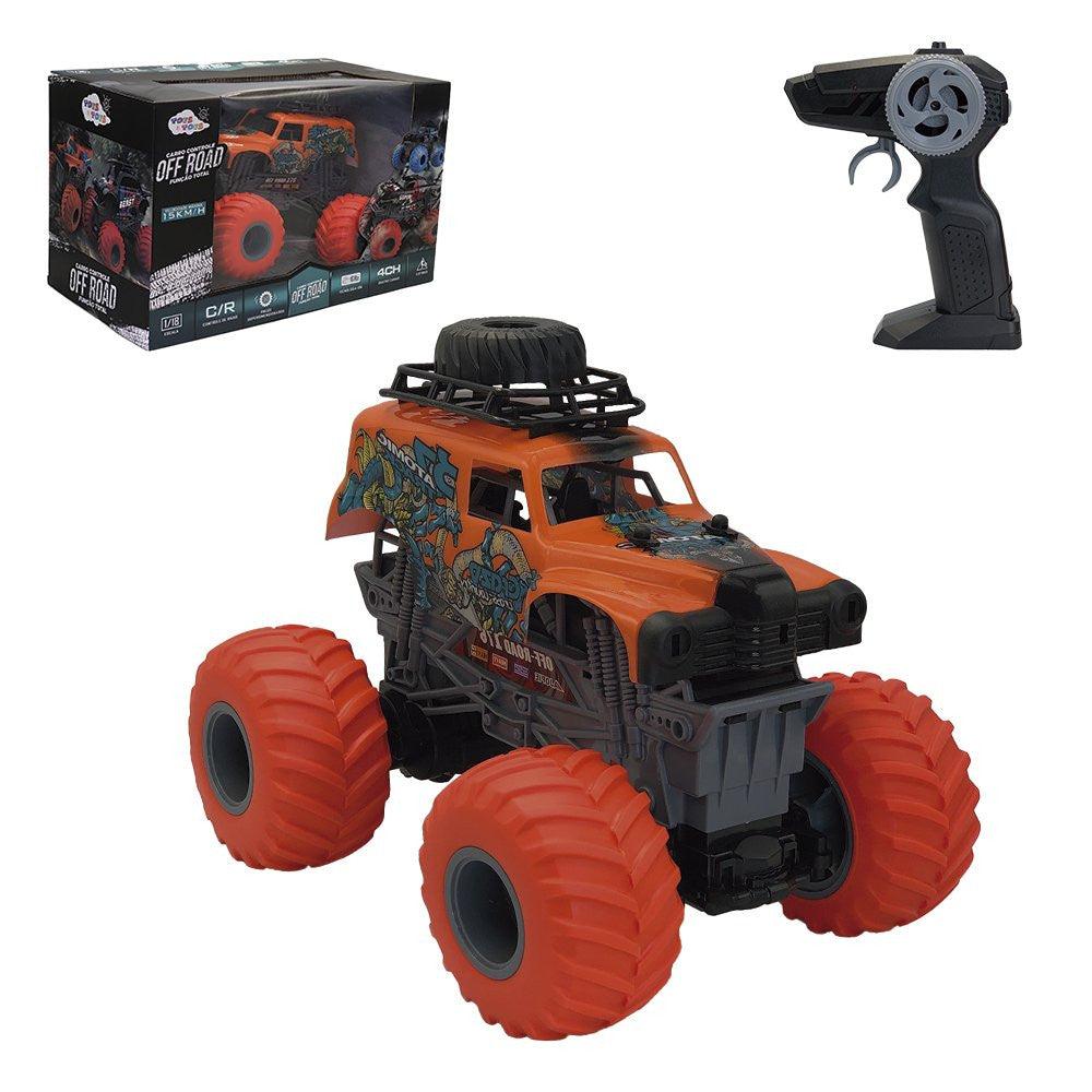 Carro de Controle Remoto Off Road Função Total - Laranja Atomic - Xclusive